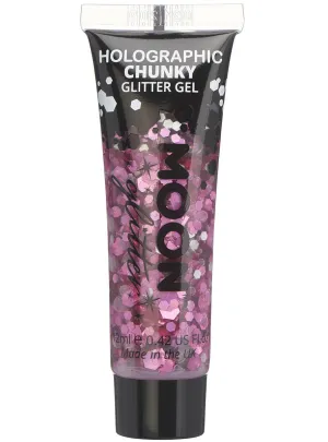 Moon Glitter Holographic Pink Chunky Glitter Gel