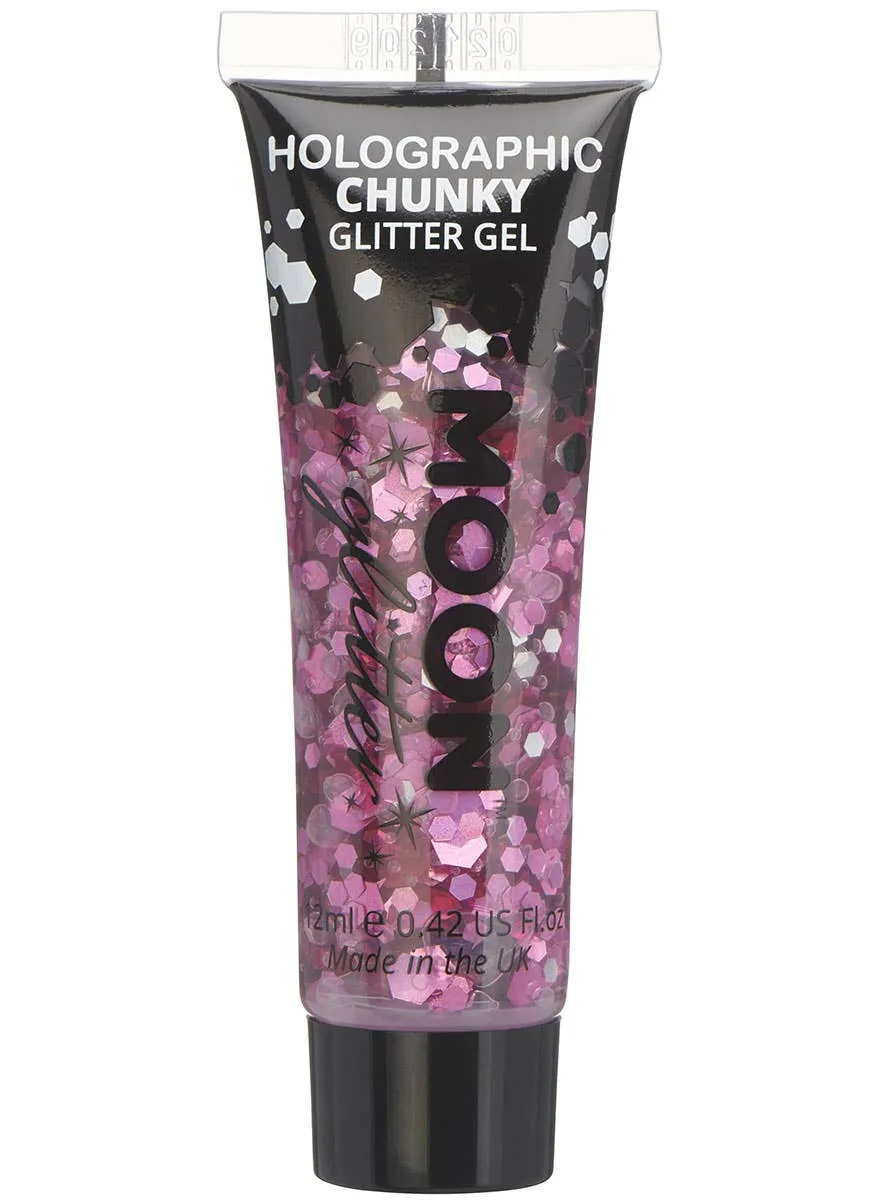 Moon Glitter Holographic Pink Chunky Glitter Gel