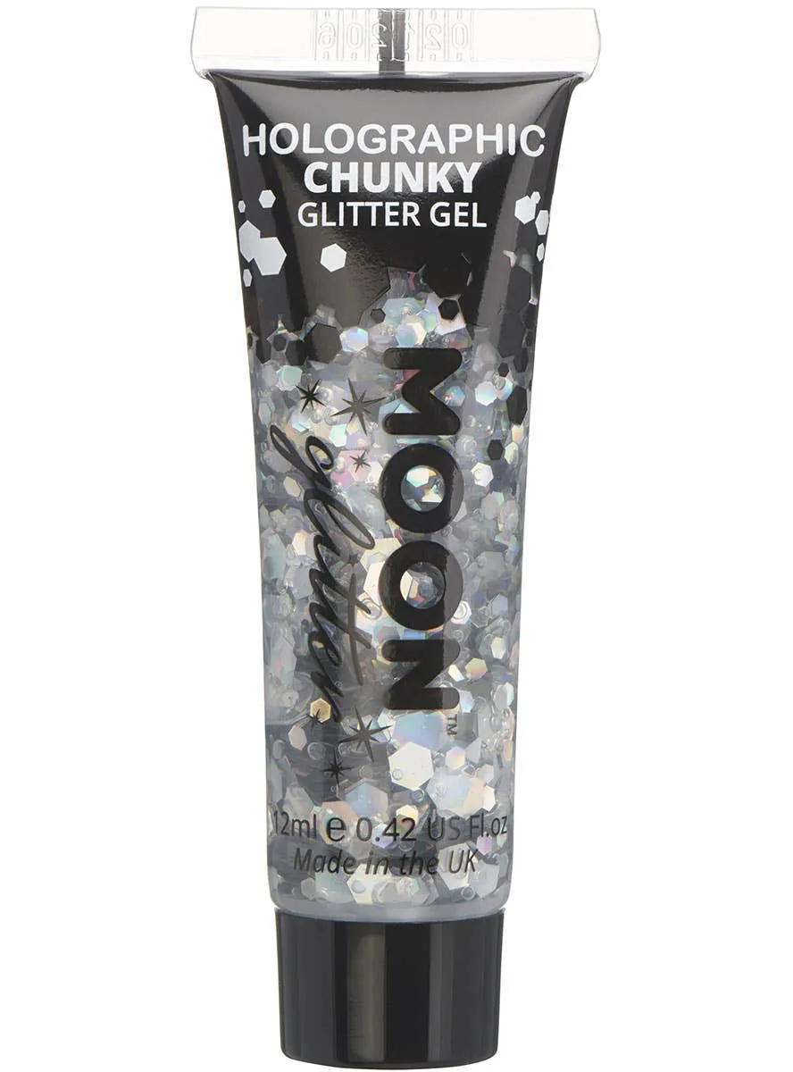 Moon Glitter Holographic Silver Chunky Glitter Gel