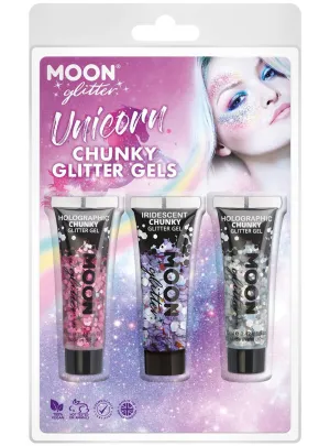 Moon Glitter Unicorn 3 Pack Chunky Glitter Gels