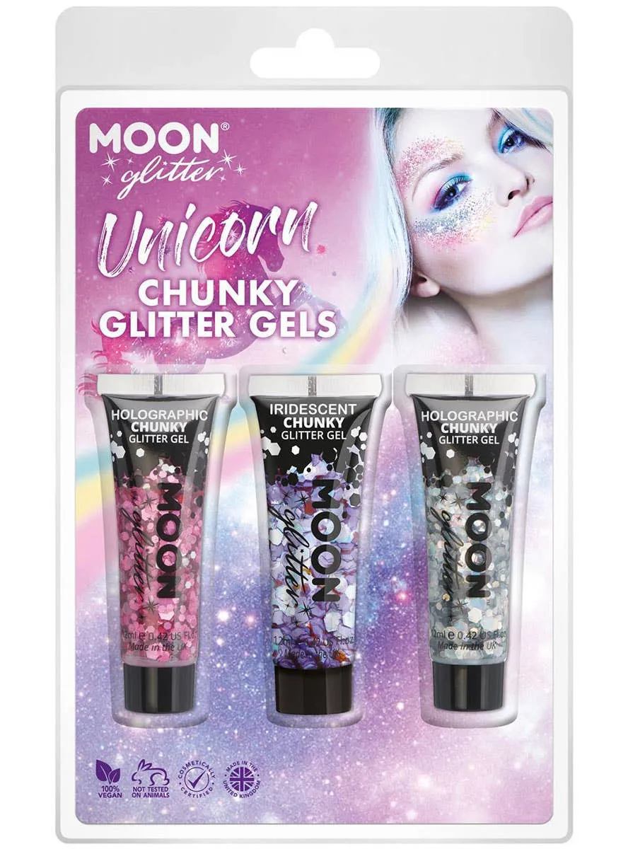 Moon Glitter Unicorn 3 Pack Chunky Glitter Gels