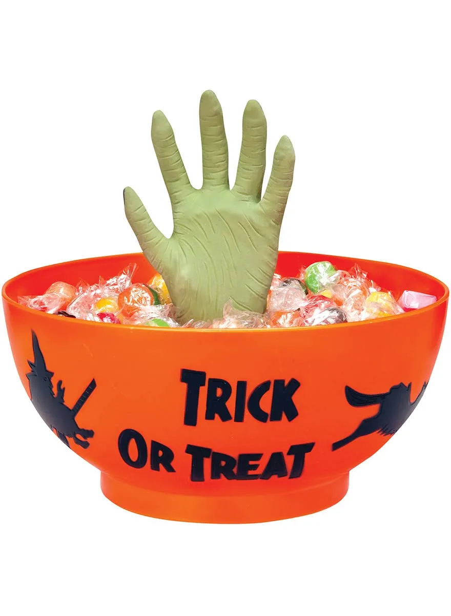 Motion Activated Halloween Trick or Treat Bowl with Witch Hand