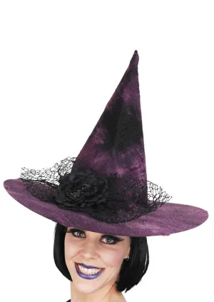 Mottled Purple and Black Witch Costume Hat