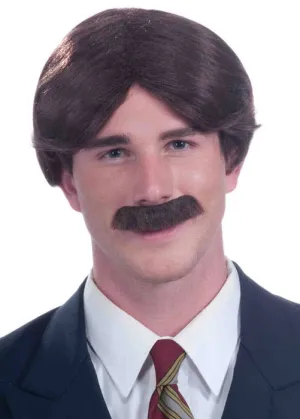 Mr. 70s Short Brown Mens Costume Wig