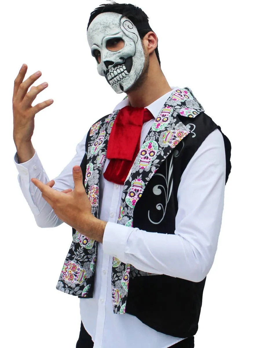 Mr Catrin Day of the Dead Mens Vest and Mask Costume