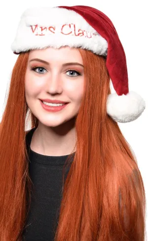 Mrs Claus Maroon Velvet Christmas Costume Hat
