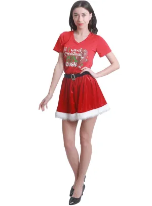 Mrs Claus Womens Red Velvet Christmas Skirt