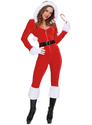 Ms Claus Womens Red and White Christmas Costume