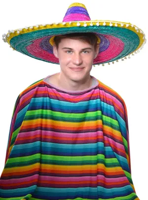 Multi Colour Adults Mexican Sombrero Costume Hat