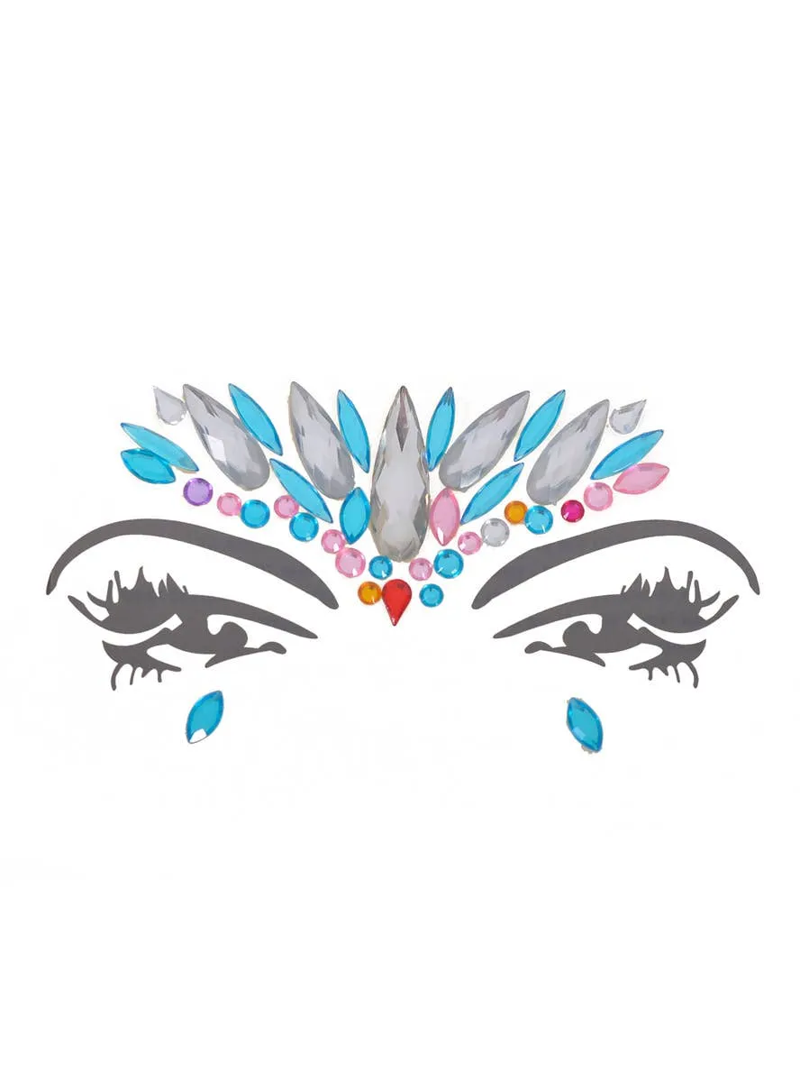 Multi Colour Stick-On Diamante Festival Face Jewels