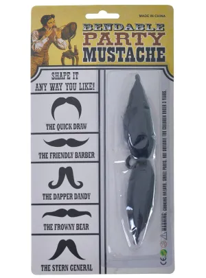 Multi Style Bendable Black Clip On Costume Moustache