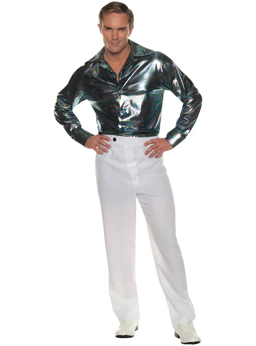 Multicolour Lines Mens 1970s Disco Costume Shirt