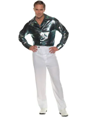 Multicolour Lines Mens 1970s Disco Costume Shirt