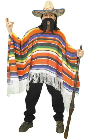 Multicolour Mexican Poncho Mens Dress Up Costume