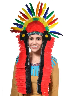 Multicoloured Native American Chief Costume Headdress