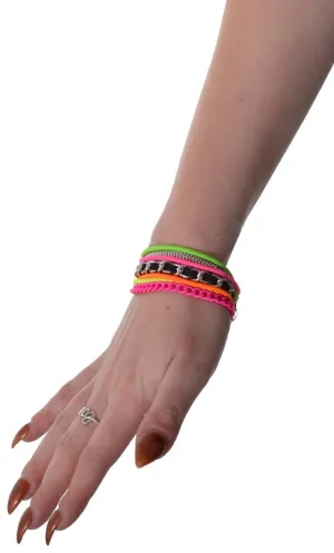 Multiple Stranded Neon 80s Costume Bracelet Accessory