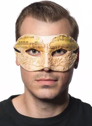 Music Notes Antique White Mens Masquerade Mask