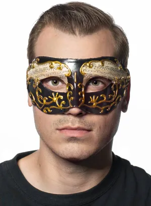 Music Notes Black and Gold Venetian Masquerade Mask
