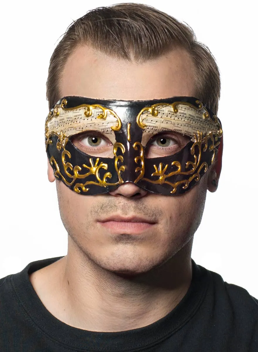 Music Notes Black and Gold Venetian Masquerade Mask