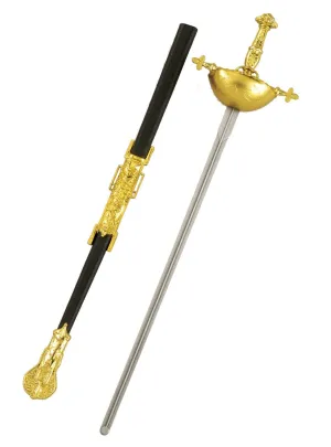 Musketeer Black and Gold Costume Sword and Scabbard