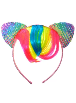 My Little Pony Style Ears with Rainbow Sequins and Fringe
