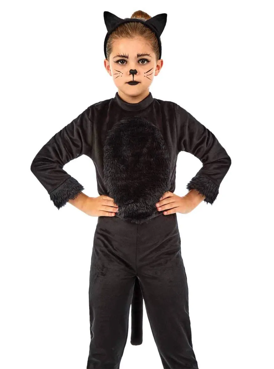 Mysterious Black Cat Girls Halloween Costume Jumpsuit