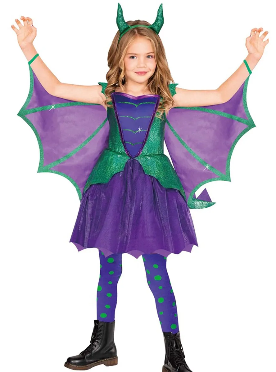Mystical Girls Purple and Green Dragon Costume