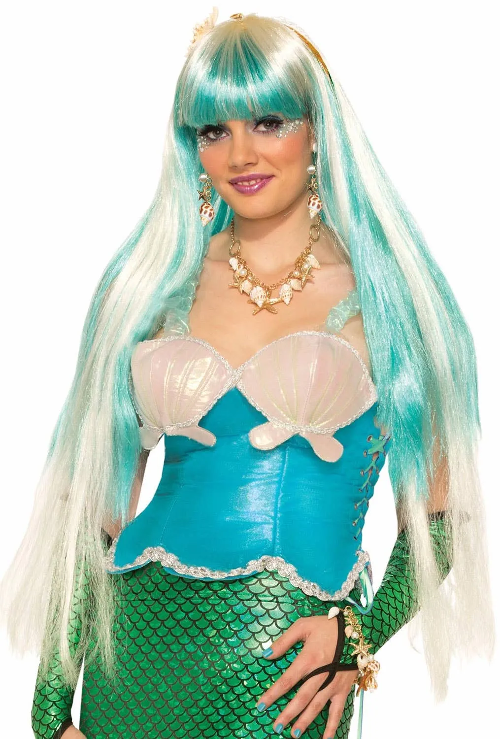 Mystical Mermaid Blonde and Blue Ombre Costume Wig