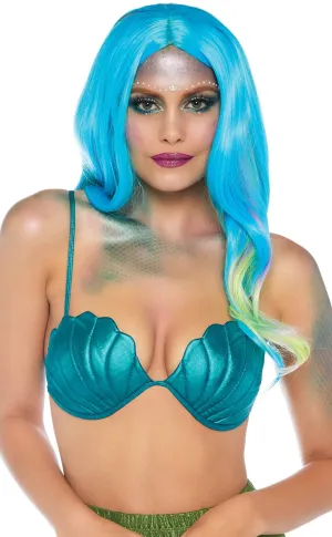 Mystical Mermaid Teal Shell Bra Costume Top