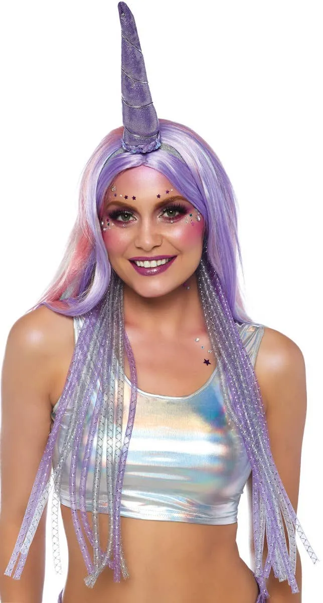 Mystical Unicorn Headband With Mane Costume Accessory