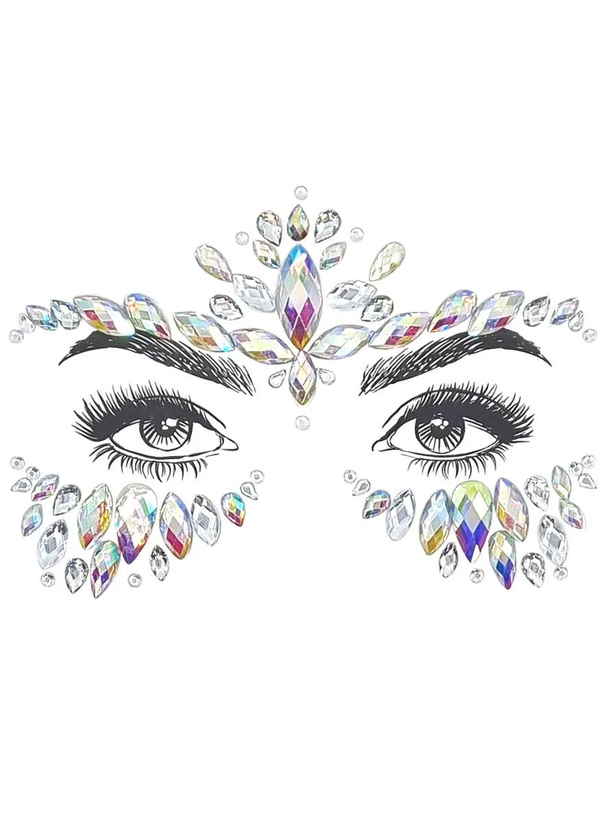 Mystique Sparkly Silver Stick On Face Jewels
