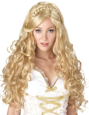 Mythic Goddess Curly Long Blonde Womens Wig