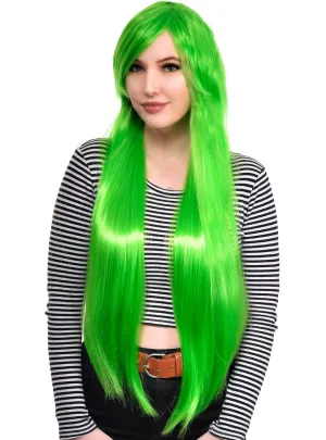 Nadia Extra Long Lime Green Womens Straight Costume Wig
