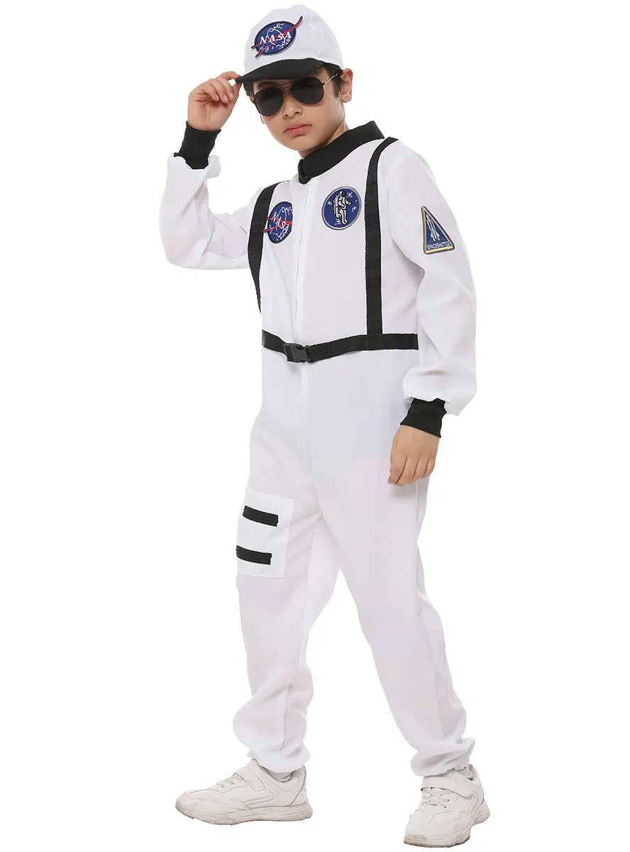NASA Inspired White Astronaut Space Suit Boys Costume