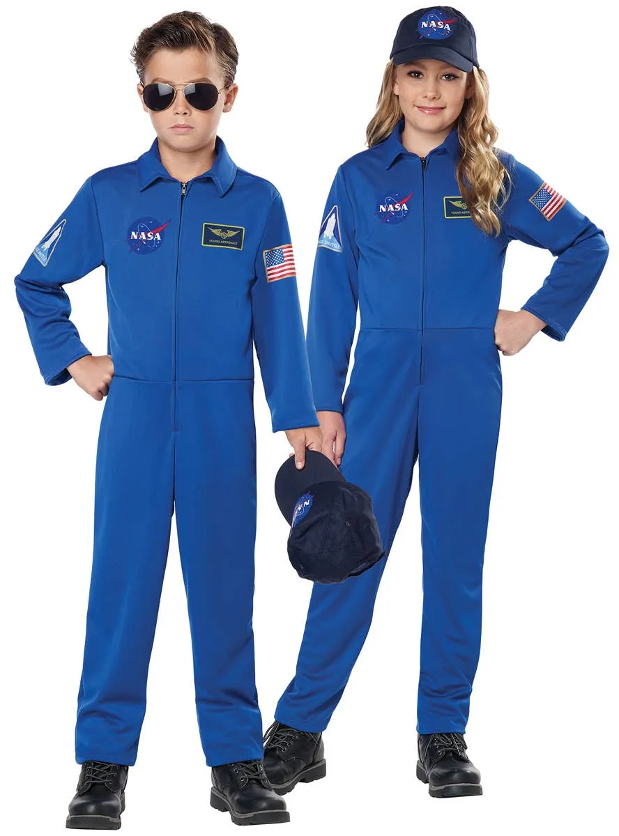 NASA Kids Blue Astronaut Spacesuit Fancy Dress Costume