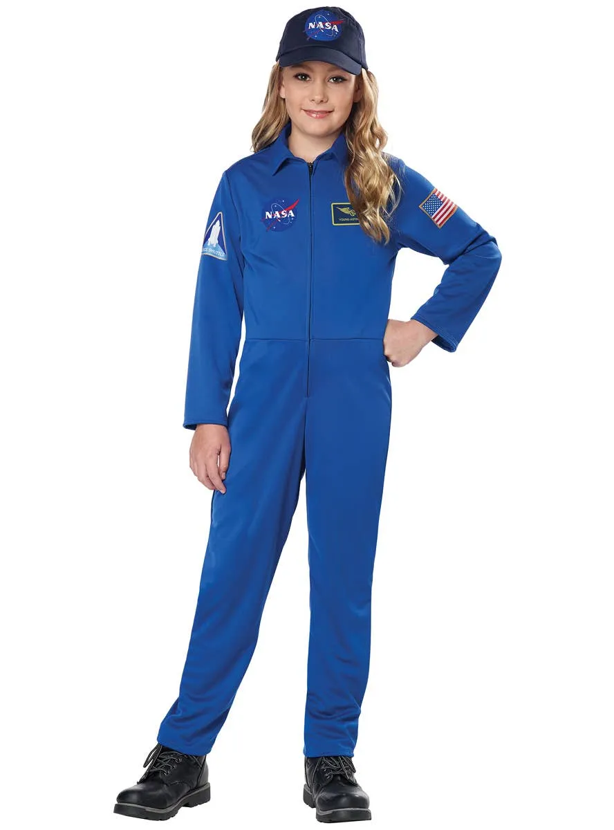 NASA Kids Blue Astronaut Spacesuit Fancy Dress Costume