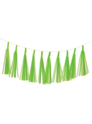 National Green 9 Pack 35cm Decorative Paper Tassels