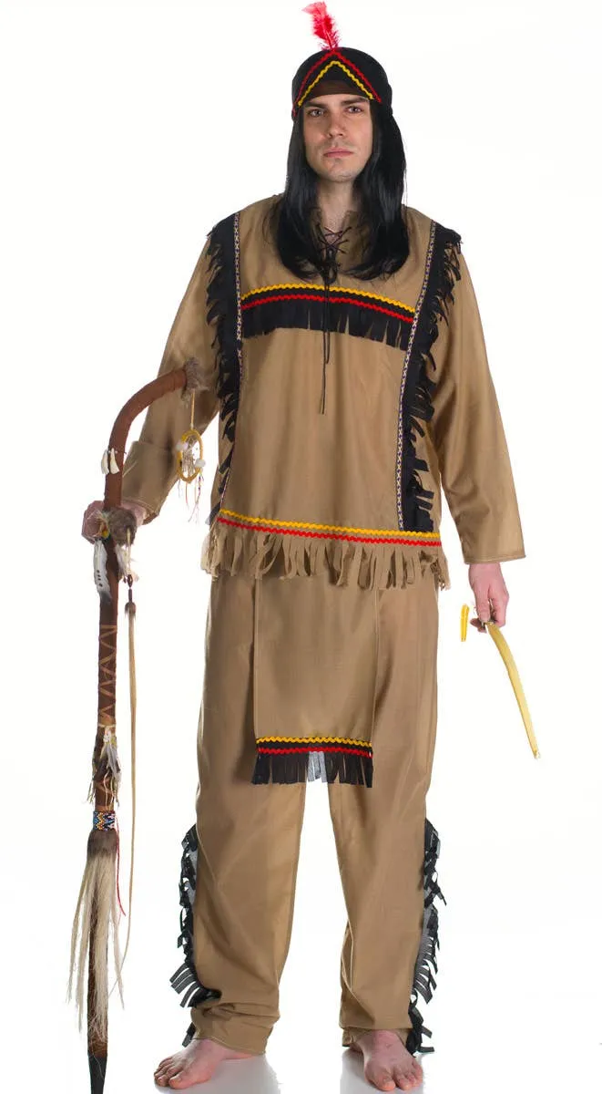 Native American Indian Chief Mens Fancy Dress Costume