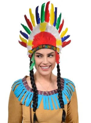 Native American Multicoloured Feather Headdress