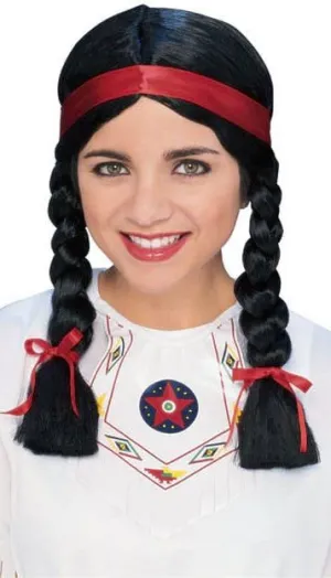 Native American Plaited Black Ladies Costume Wig