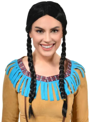 Native American Womens Black Braided Costume Wig