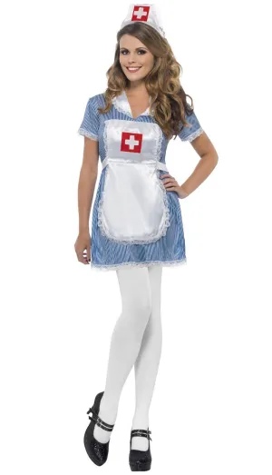 Naughty Nurse Blue Womens Fancy Dress Costume