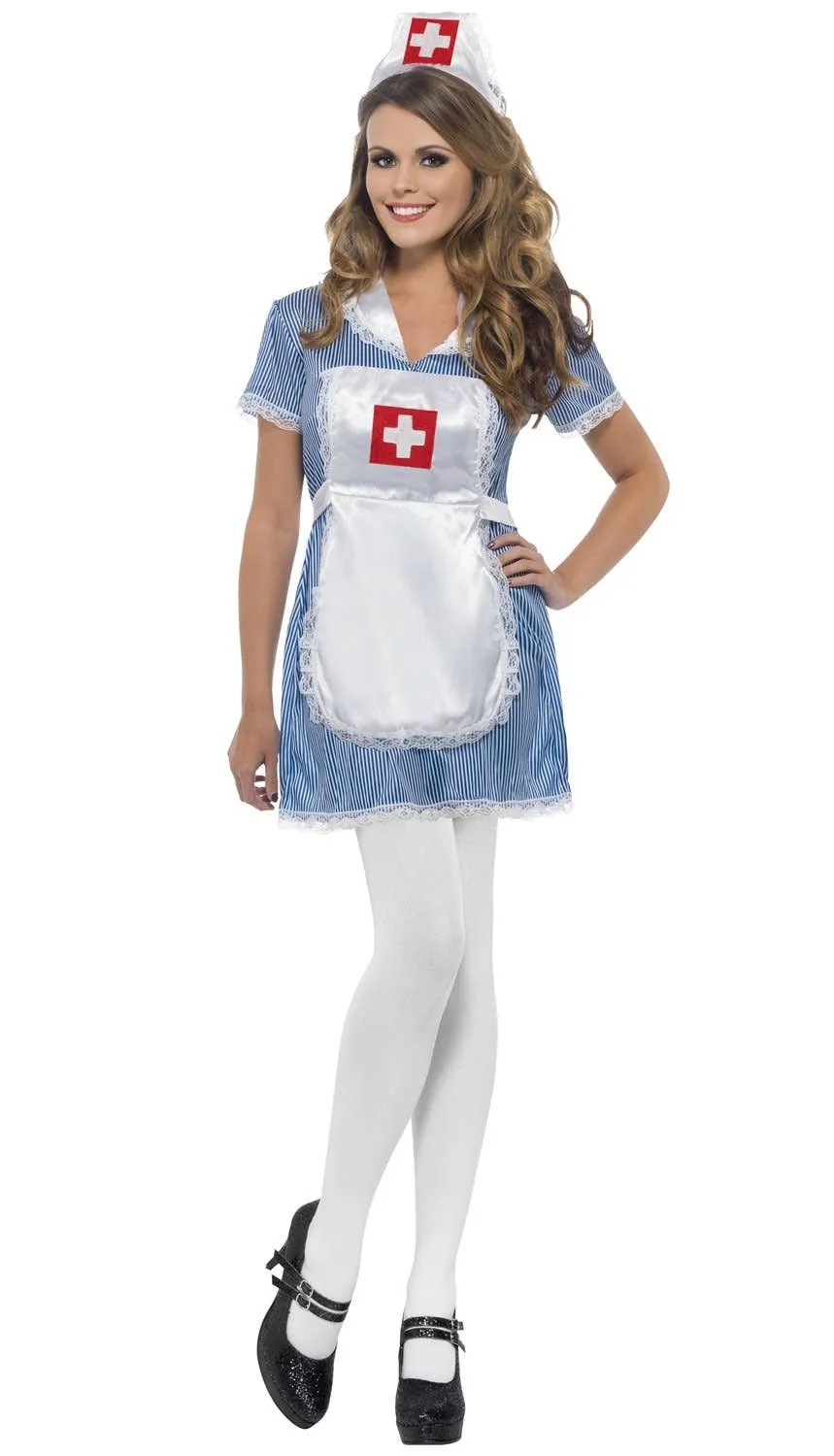 Naughty Nurse Blue Womens Fancy Dress Costume
