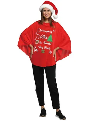 Naughty or Nice Adults Christmas Poncho