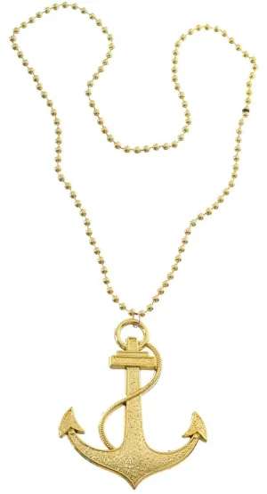 Nautical Gold Anchor Novelty Necklace