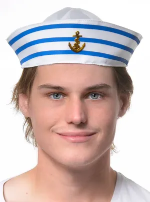 Nautical Striped Gob Costume Hat with Anchor