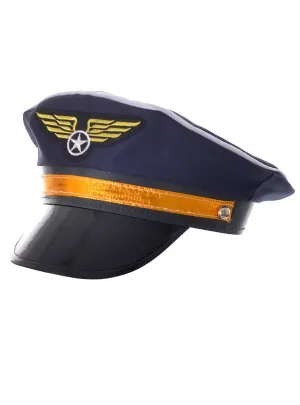 Navy Blue Flight Captain Hat with Gold Band