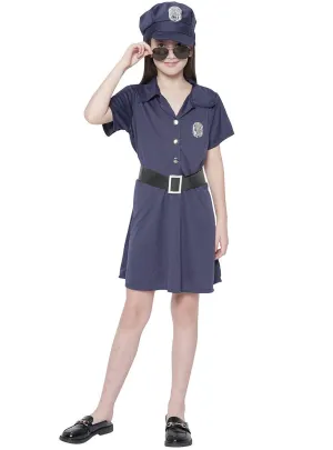 Navy Blue Police Officer Girls Occupation Costume