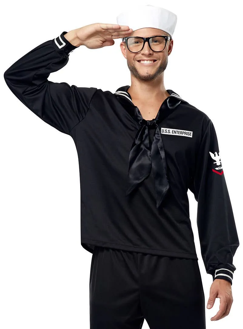 Navy Marine Mens Black Sailor Uniform Costume