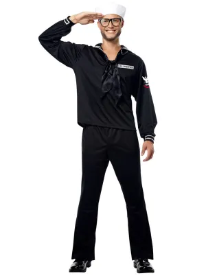 Navy Marine Mens Black Sailor Uniform Costume